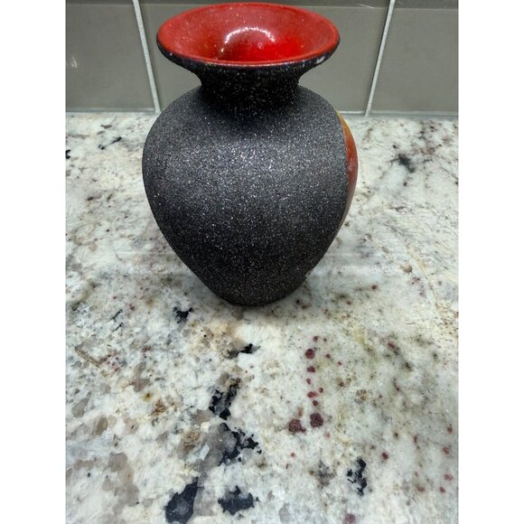 Souvenir VTG Handcrafted Etna Volcano Ceramic Vase Texture Italy Rustic cottage - Picture 9 of 15